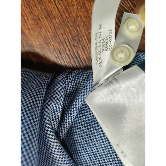 Banana Republic Slim Non-Iron Cotton Micro-Houndstooth Button-Down Shirt Blue L - Picture 7 of 12